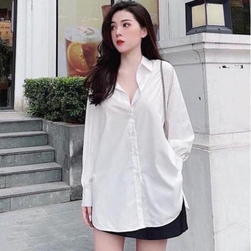 ÁO SƠ MI NỮ TAY DÀI VẠT BẦU XẺ TÀ BIGSIZE