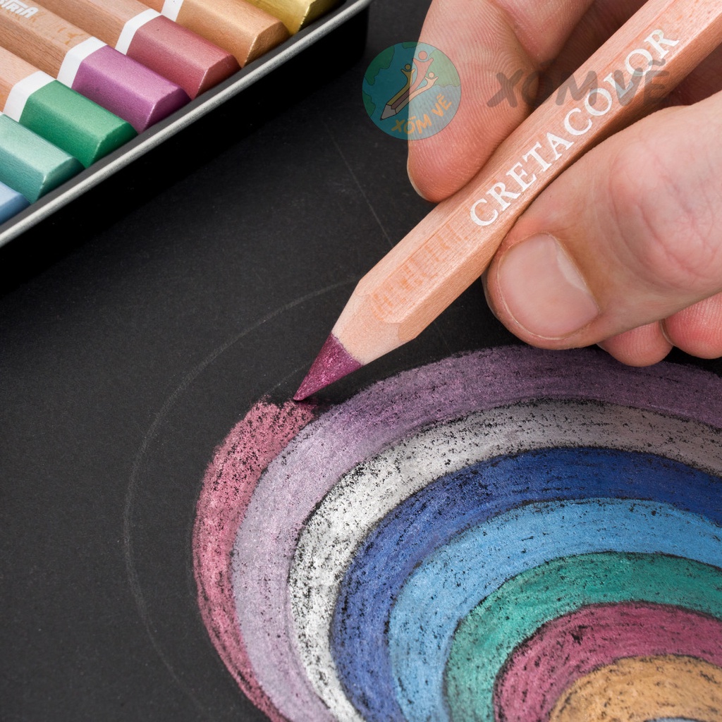 [XÓM VẼ] Set 12 chì màu nhũ ánh kim Metallic The Brilliants CRETACOLOR