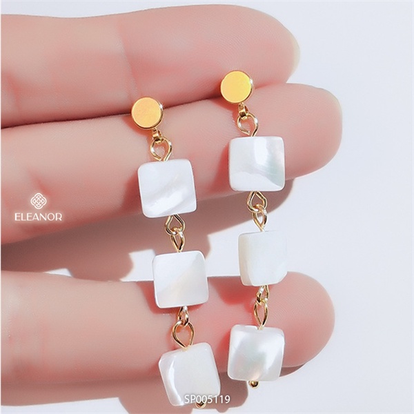 Bông tai nữ dáng dài Eleanor Accessories thiết kế phối hình vuông phụ kiện trang sức cá tính