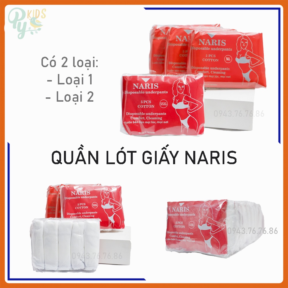 GÓI 6 QUẦN LÓT GIẤY NARIS COTTON DÙNG 1 LẦN CHO MẸ BẦU ĐI DU LỊCH