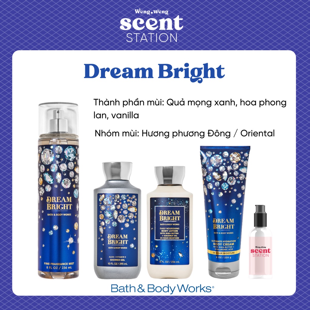 Bộ Sản Phẩm Chăm Sóc Cơ Thể Toàn Diện BBW mùi Dream Bright