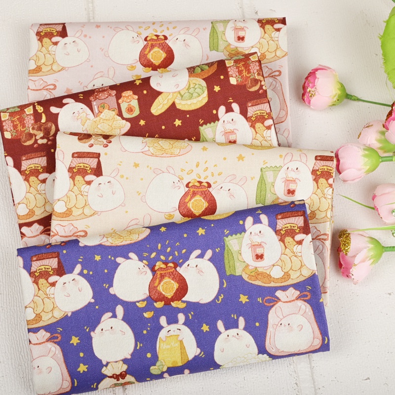 Tết trung quốc kẹo thỏ vải bông để may khăn giấy quilting vải may vá chất liệu kim tự làm vải bunny