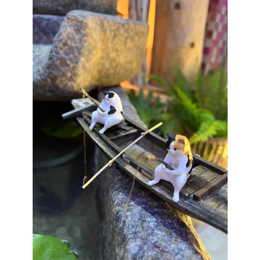 Chú Mèo  câu cá cực dễ thương, đáng yeu trang trí hồ cá, thủy sinh, để bàn làm việc TN2