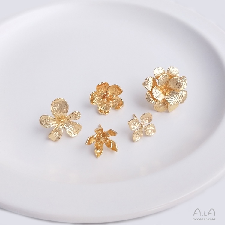 █diy゜14k●1 Cặp 1 Cặp Dụng Cụ Tập Thể Thao°Giá Đỡ Bông Tai Mạ Vàng 14k Hình Hoa Anh Đào 925 Handmade