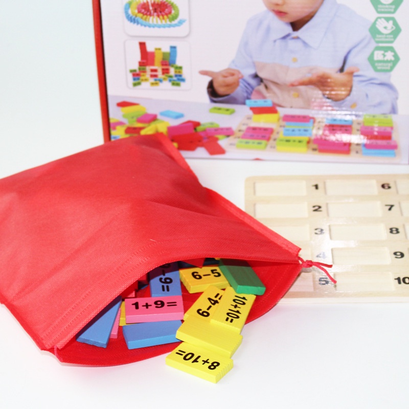 Đồ chơi Domino toán học bằng gỗ kèm que tính cho bé
