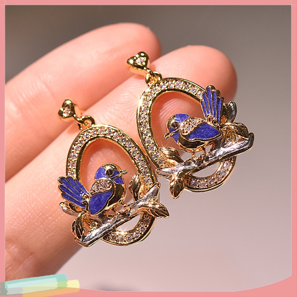 Khuyên tai hình trái tim đính đá sang trọng cho nữ