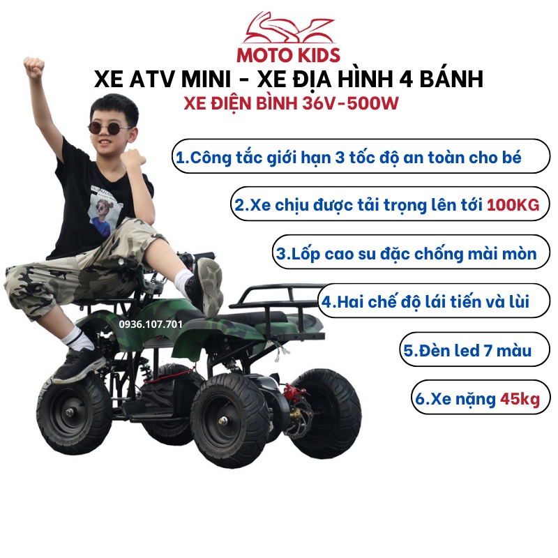 Xe ATV mini 50cc/ATV điện 36V 500w, xe địa hình 4 bánh