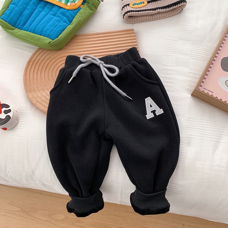 Quần dài nỉ bông cho bé trai bé gái CHỮ siêu mềm đẹp cho bé diện thu đông 8-20kg