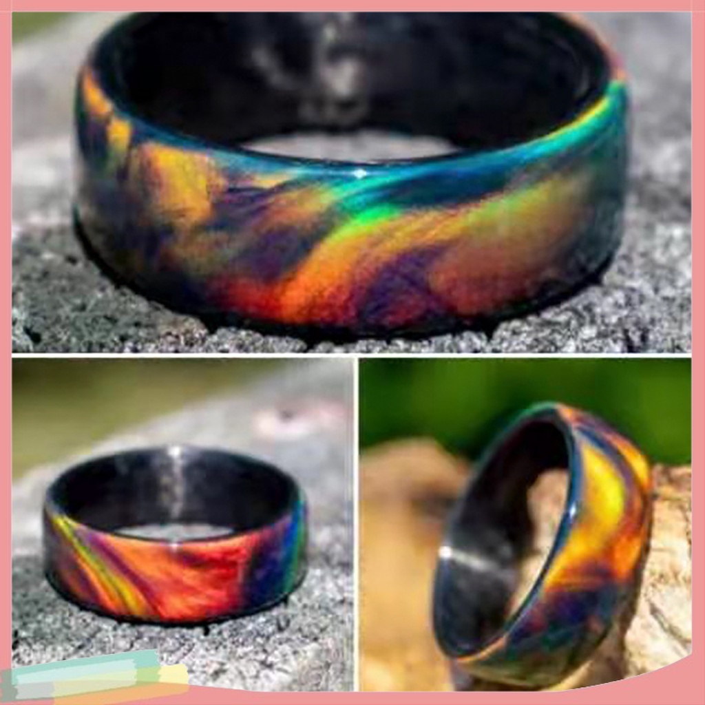 Nhẫn acrylic màu cầu vồng độc đáo thời trang