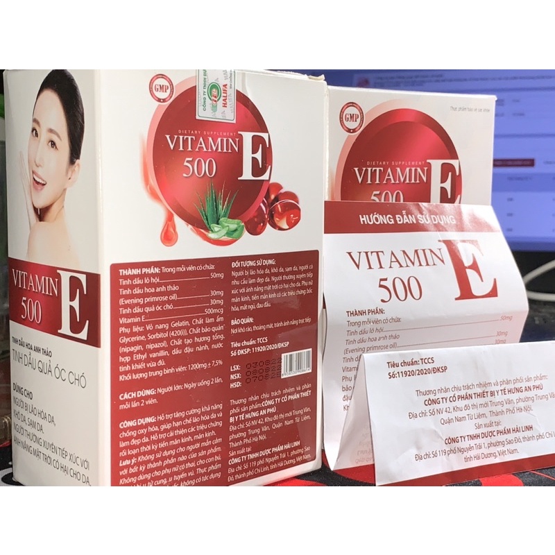 Viên uống vitaminE 500 đỏ hạn chế lão hóa và làm đẹp da