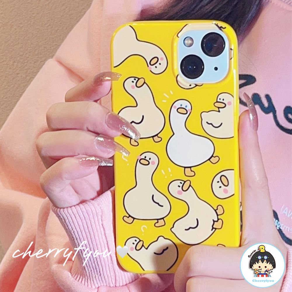 Ốp Điện Thoại TPU Mềm Bóng In Hình Vịt Dễ Thương Chống Nước Cho IPhone 14 13 12 11 Pro Max XS XR 8 7 Plus