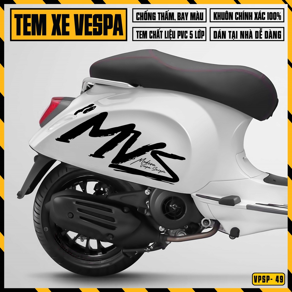 Decal Xe Máy Vespa Sprint / Primavera Thiết Kế MVS Modern Vespa Saigon | VPSP49 | Team Hình Dán Tem Vespa Chống Nước