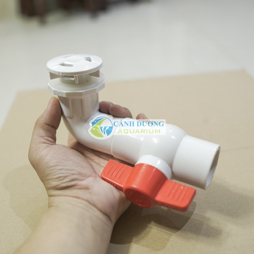 Co xả đáy hồ cá có van khóa, ống xả đáy hồ cá, van xả hồ