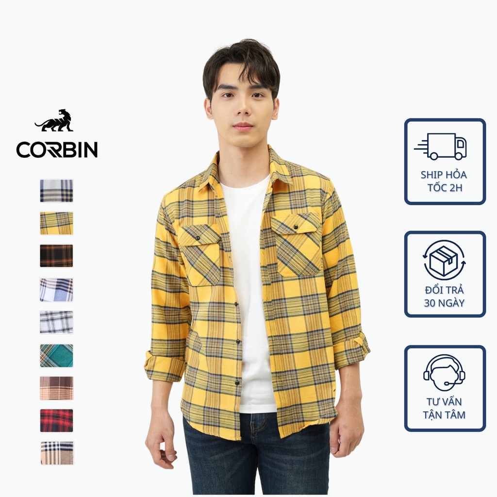 Áo sơ mi kẻ CORBIN - sơ mi flannel kẻ caro nam cao cấp nhiều màu