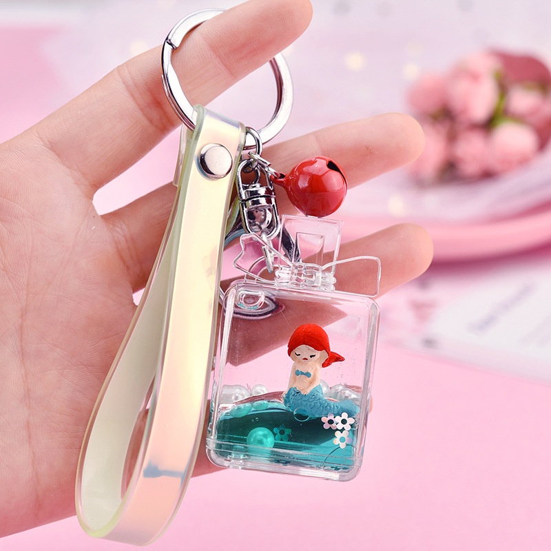 Móc Khóa Acrylic Hình Nàng Tiên Cá Đính Nơ Lấp Lánh