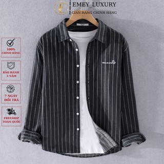 Áo Sơ Mi Nam Dài Tay Sọc Chữ NF322 Chất Vải Mềm Mịn Chuẩn Shop Thời trang EMEY LUXURY