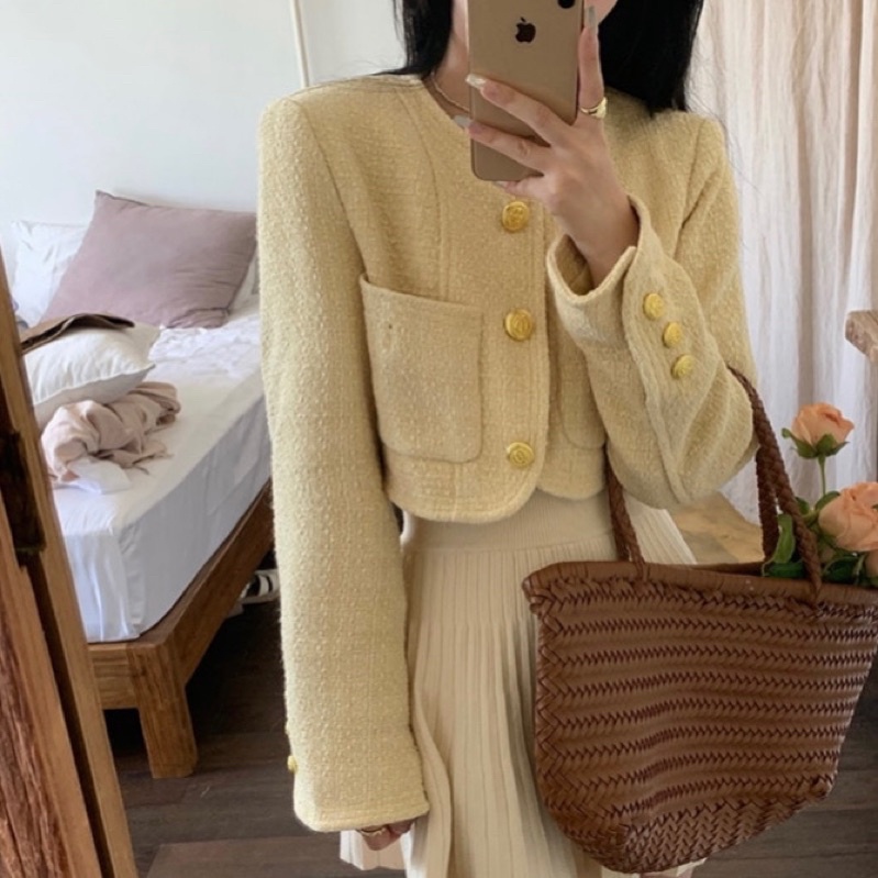 Áo dạ tweed dáng ngắn 2807 chất xịn phong cách hàn quốc ( Ảnh Thật )