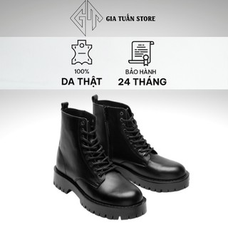 Giày da nam Combat Boot Zip cao cổ GIATUAN