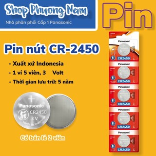 Vỉ 5 viên Pin nút Lithium 3v Panasonic CR-2450, CR2450, xuất xứ Indonesia