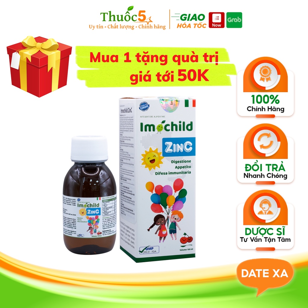 Imochild ZinC  bổ sung kẽm lysin vitamin giúp tăng đề kháng bé ăn ngon hộp 100ml