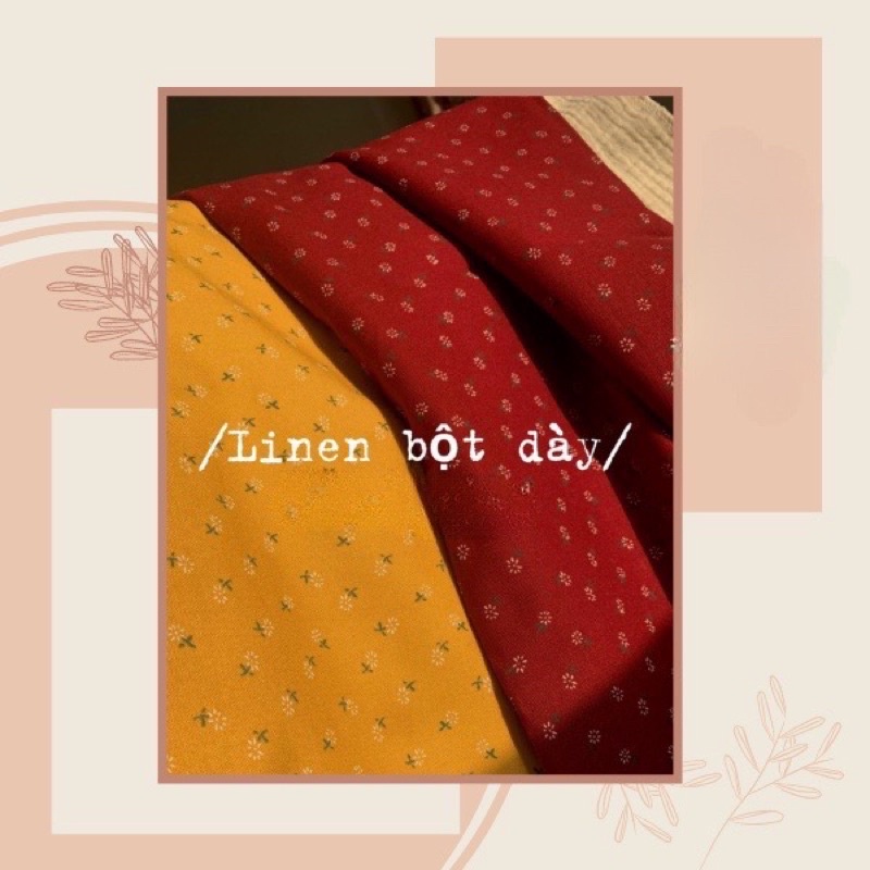 Vải Linen Bột Dày In Hoa Nền Đỏ Mận Nền Vàng May Áo Dài Tết - Góc Nhỏ Của Hali