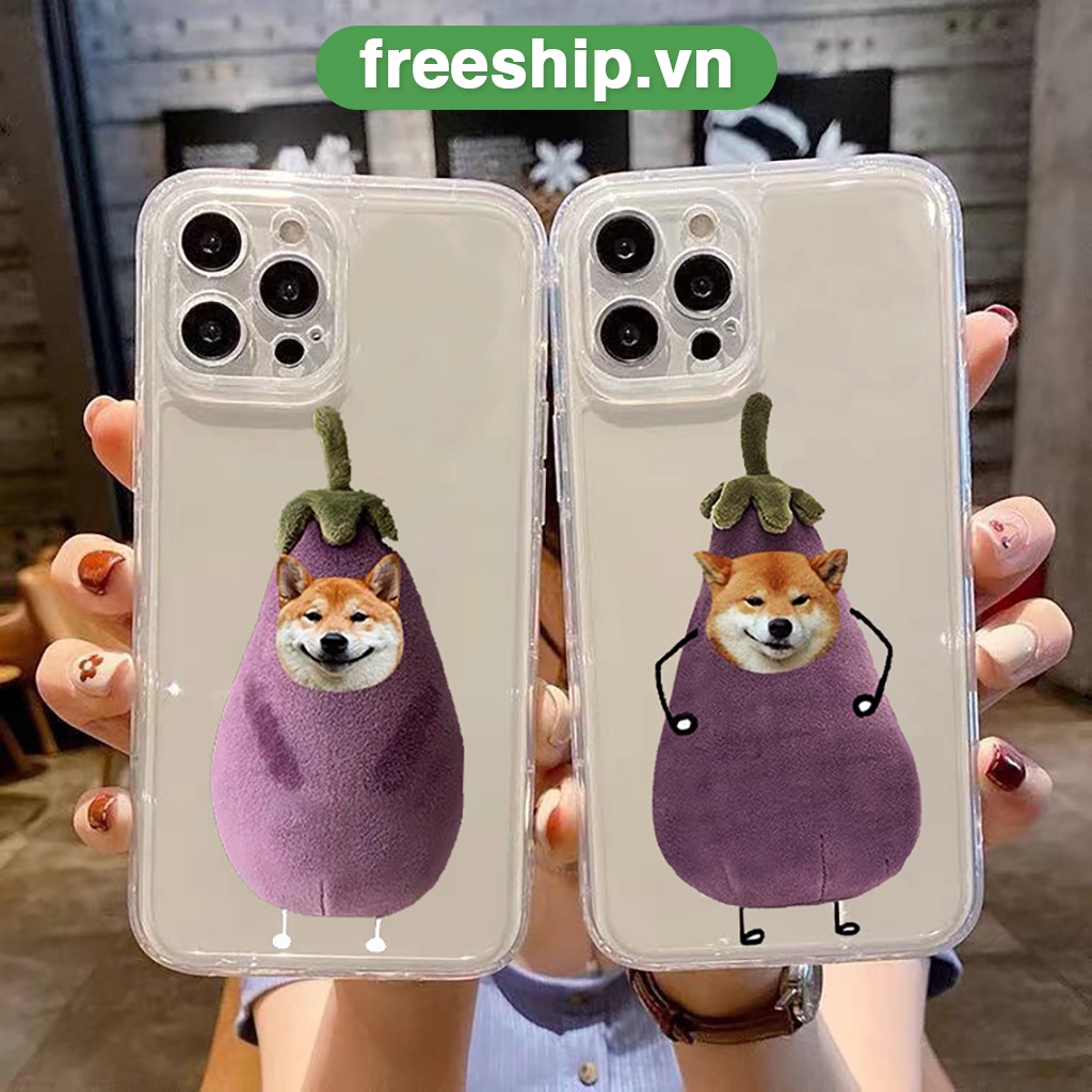 Ốp bảo vệ cam iphone silicon cà tím chó vàng độc lạ đáng yêu siêu lầy cho 6/6s/7/8/X/XS/XR/11/12/13/14 Pro