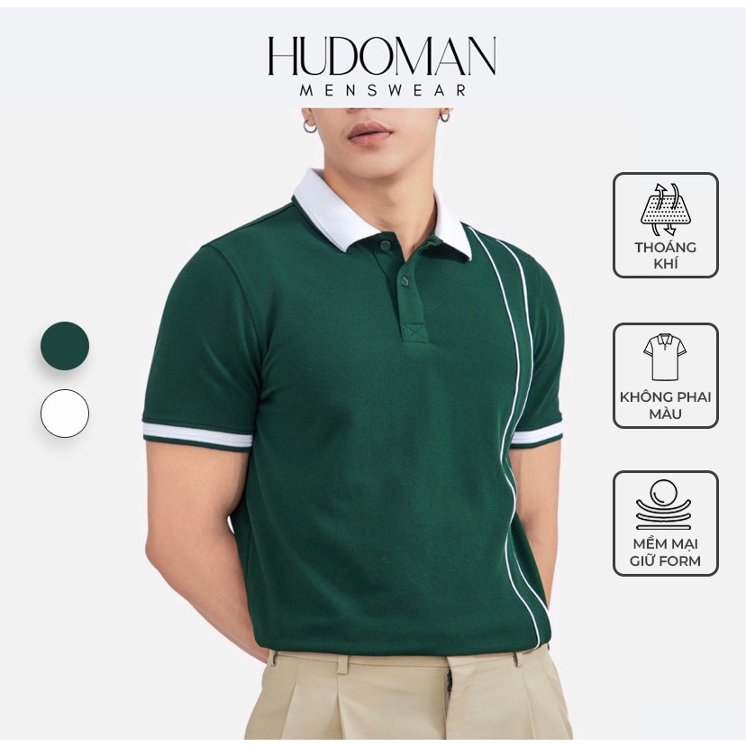 Áo Polo nam HUDOMAN chất vải cá sấu cotton CVC co giãn tốt chống nhăn, không phai màu APL-00100