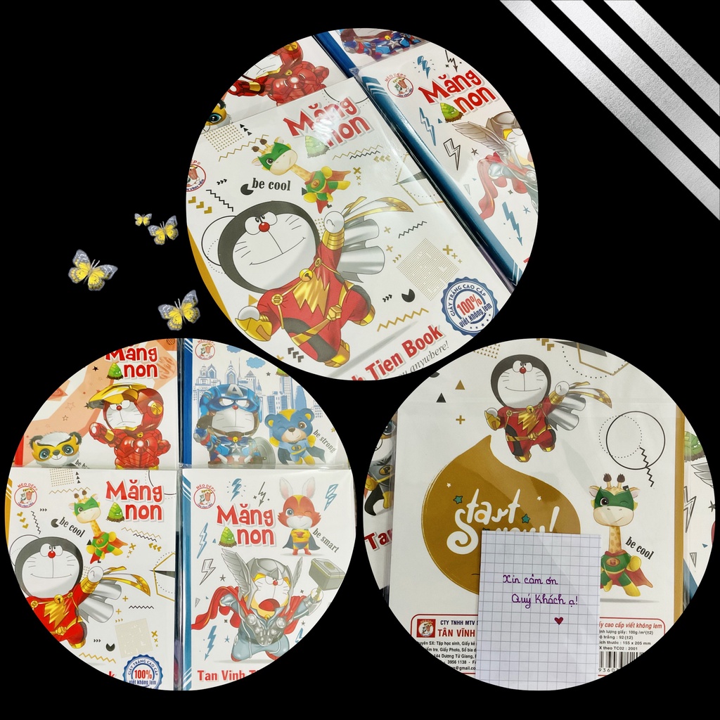 Tập Học Sinh 96 Trang Mèo Dép - Vở 5 Ô Li, Giấy A5 Dày 100Gsm Bìa Vở Doraemon, Kitty