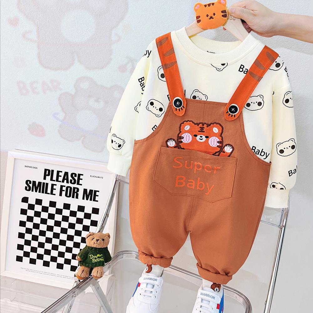 Set quần yếm bé trai bé gái kèm áo thun dài tay MINTSCLOSET Mint's Closet yếm kaki cho bé 1 2 3 4 tuổi - YE5084