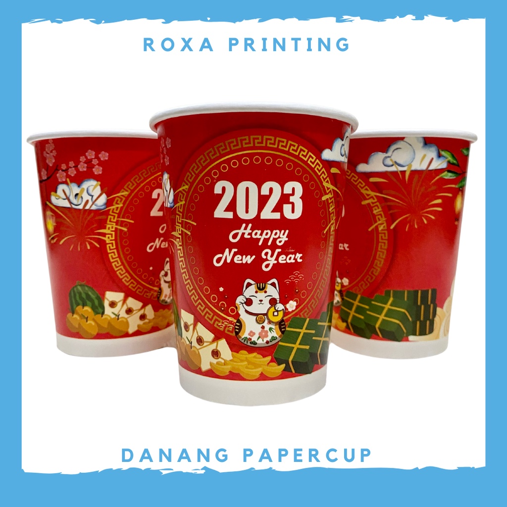 Ly giấy Tết 2023 size 14oz -16oz (400ml và 500ml) lốc 100 ly