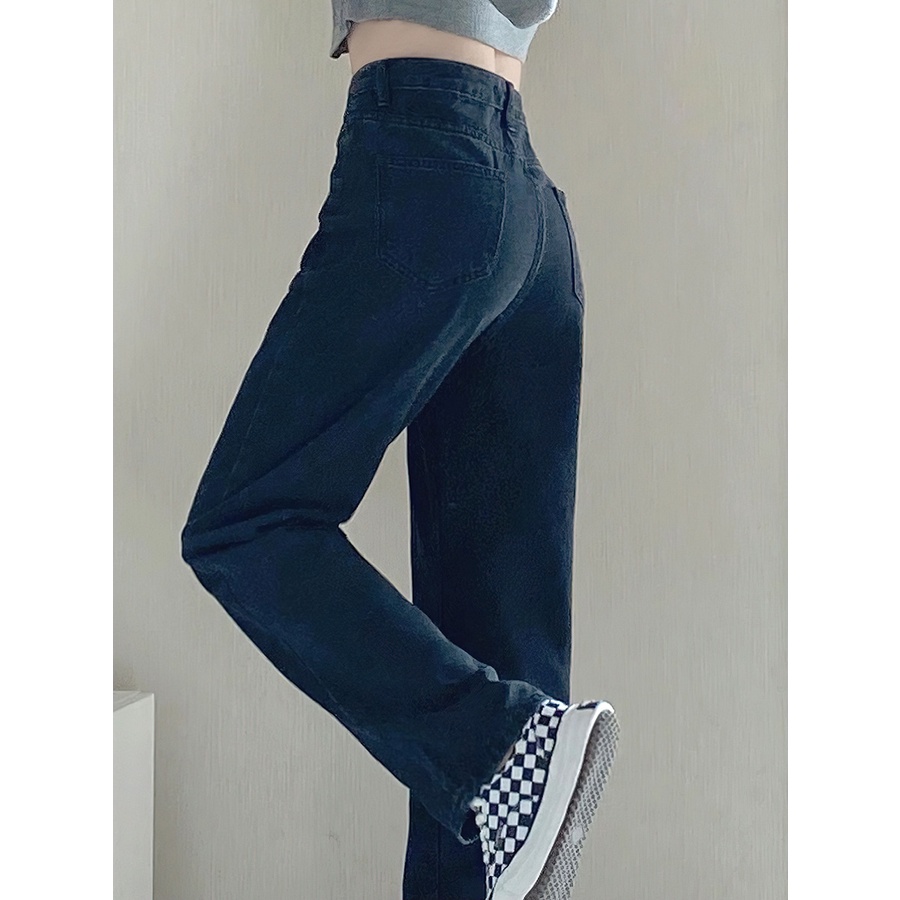 Quần jean ống rộng QJD02 Đen babishopq, quần bò dài Unisex thời trang teen