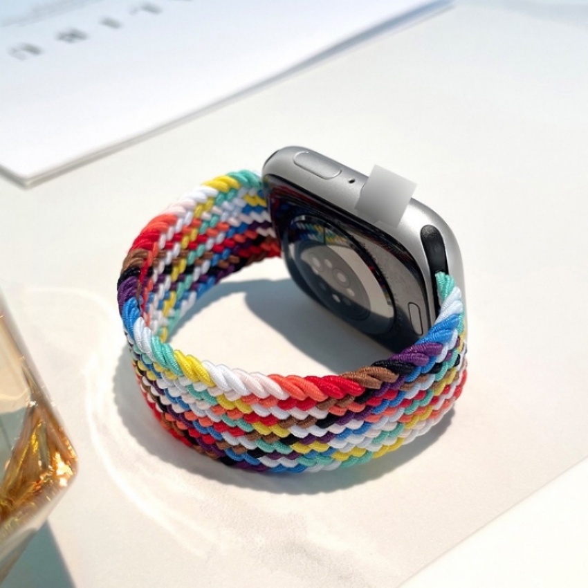 Dây Đeo Đồng Hồ Dạng Bện Bằng Vải Nylon Co Giãn Cho iWatch 49mm 45mm 41mm 44mm 40mm 38mm 42mm 8 7 SE 6 5 4 3 2 1