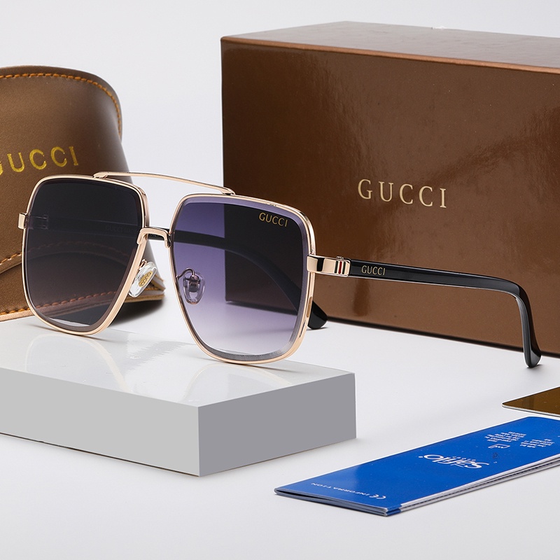 Kính Mát Vuông Chống Tia uv400 Thương Hiệu Gucci Phong Cách Cổ Điển Dành Cho Nam