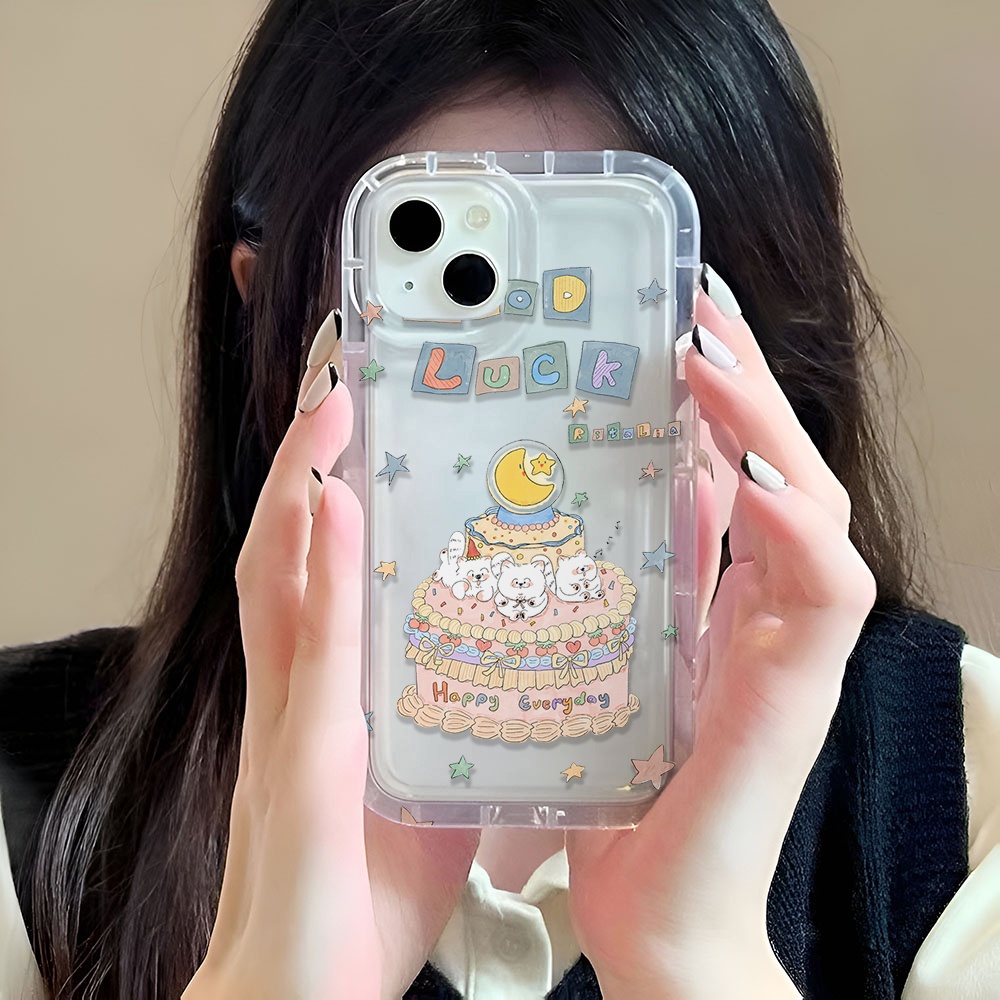 Ốp Điện Thoại Tpu Viền In Hình Gấu Bánh Ngôi Sao Cho iphone 14promax 11 13 12 7Plus 6 6s XR X XS Max