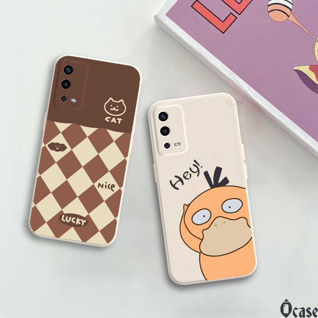 Ốp lưng Oppo A55 in hình Mèo và Vịt vàng cạnh viền vuông có bảo vệ camera