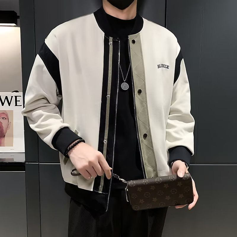 Áo Khoác Bóng Chày Thêu Họa Tiết Màu Sắc Tương Phản Thời Trang Xuân Thu 2022 Cho Nam
