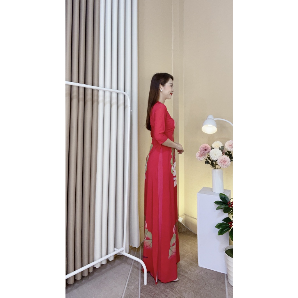 Áo dài in áo dài in 3d lụa lụa nhật, họa tiết độc lạ, không đụng hàng