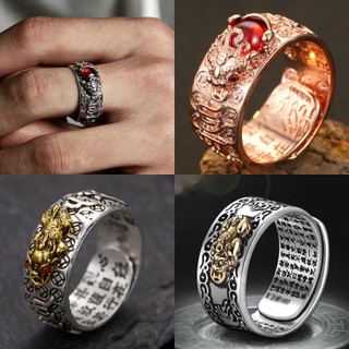 Nhẫn hở mạ vàng may mắn khắc chữ phật giáo