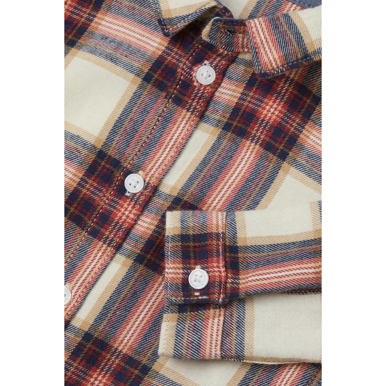 Áo somi caro xanh đỏ HM H&M_hàng chính hãng authentic