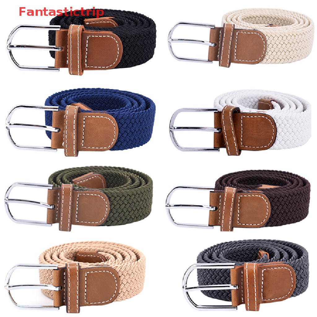 Thắt Lưng Vải Canvas Bện Co Giãn Có Khóa Thời Trang Cho Nam Áo Thun Thiết Kế Mới Năng Động Thời Trang