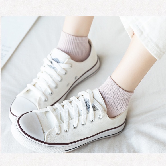 Đôi Vớ Cotton NgắN MàU Trơn ThờI Trang Cho Nữ