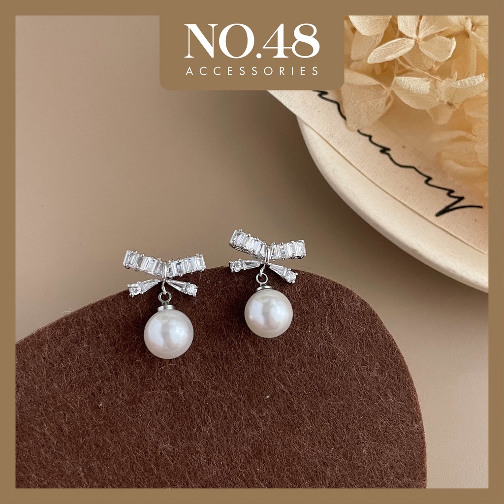 Khuyên tai bạc s925 bông tai ngọc trai nhân tạo mã 0310