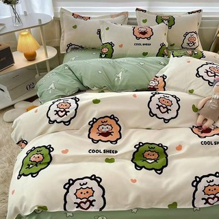 Bộ Ga Giường Chăn Ga 5 Món (Hình Thật) Cừu Cực Cute M2*2M-M4*2M- M6*2M-M8*2M