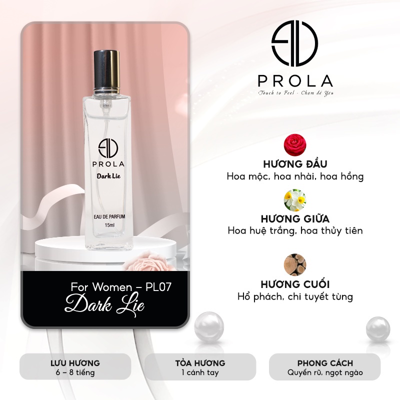 Nước Hoa Nữ Chính Hãng PROLA Thơm Lâu Dạng Xịt Chai Mini 15 ml - Dark Lie