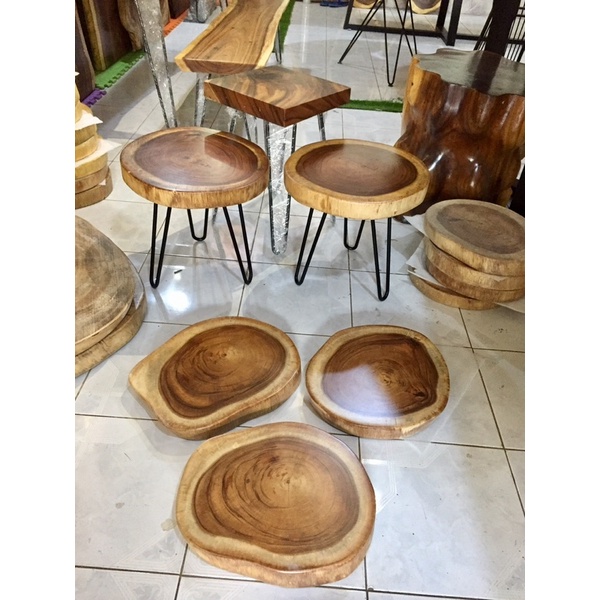Bàn cafe/ đôn ghế gỗ me tây nhiều kích thước