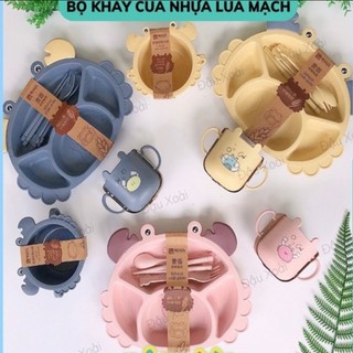 Khay ăn dặm cho bé hình cua, khay cua lúa mạch, khay ăn dặm lúa mạch