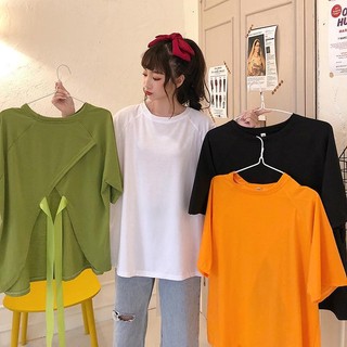 [Plus Size] (40-150kg) Áo Thun Nữ Tay Ngắn Thắt Nơ