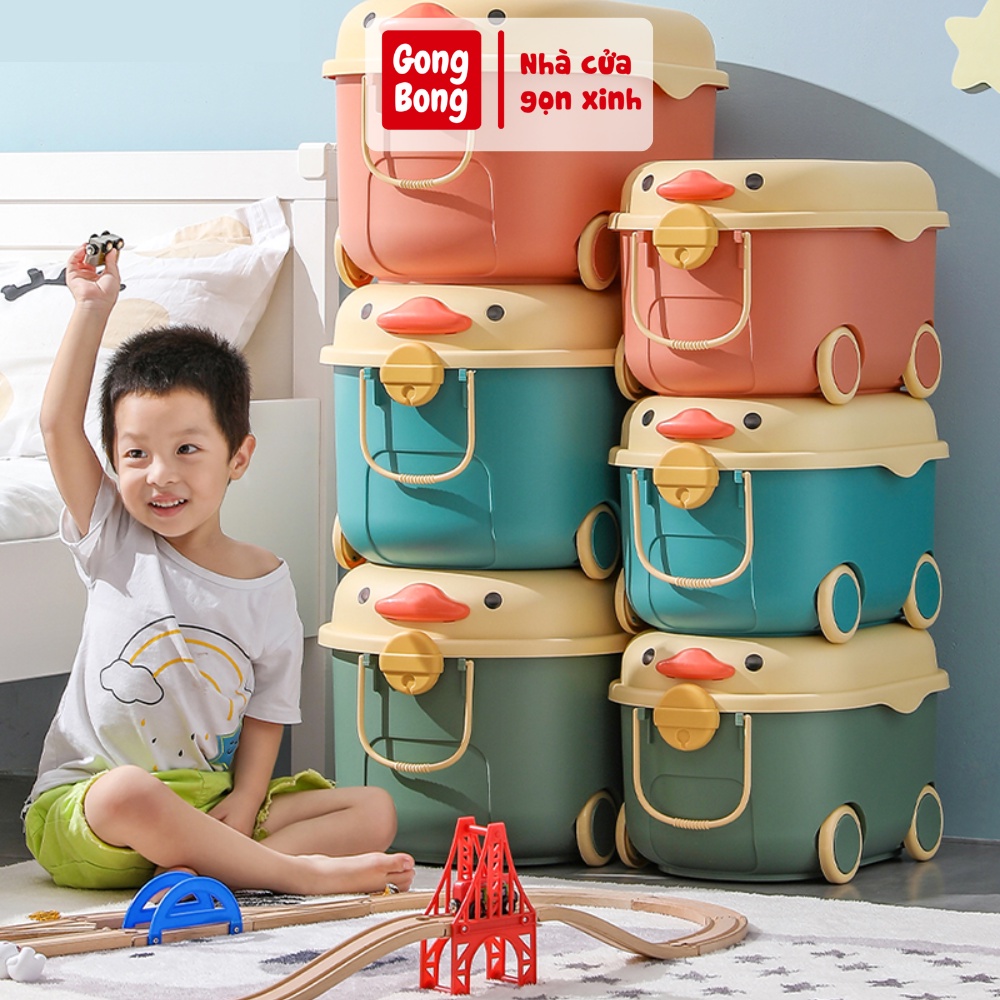Hộp đựng đa năng hình con vịt đáng yêu để đồ chơi cho bé có bánh xe dễ dàng di chuyển