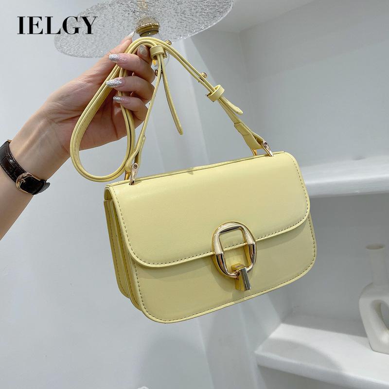 Túi Đeo Chéo Màu Trơn Khóa Đinh Tán Kim Loại Thời Trang Cho Nữ