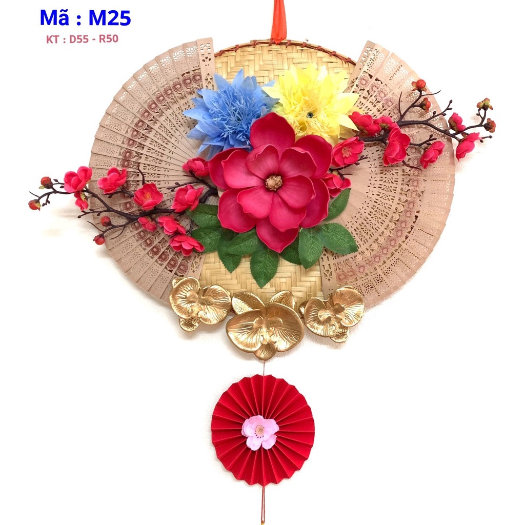 Mẹt trang trí Chữ Tết hoa hồng, hoa mẫu đơn, hoa đào - mẹt thiết kế đón tết 2023